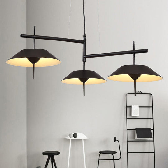 Conical Chandelier - Simplicity Metal 3-Light Pendant Light In Black/White With Warm/White