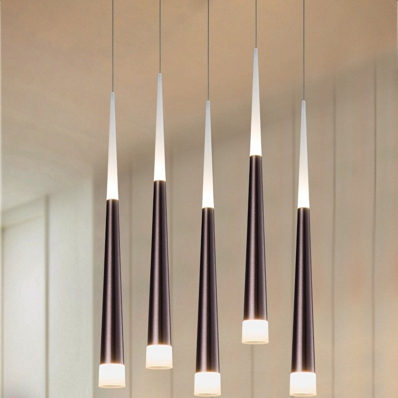 Noémie - Hanging 1/5/6 Lights Bar Pendant Light Tapered Simple Metal Silver/Brown Lamp In