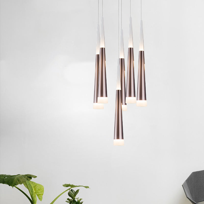 NoÃ©mie - Hanging 1/5/6 Lights Bar Hanging Pendant Light Tapered Simple Metal Silver/Brown Pendant Lamp in Warm/White/Neutral