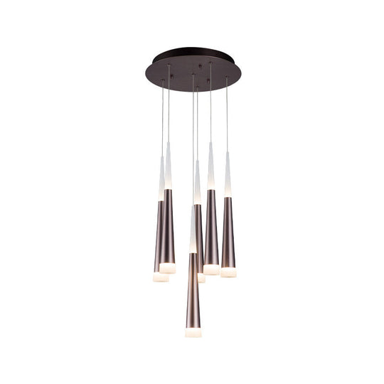 NoÃ©mie - Hanging 1/5/6 Lights Bar Hanging Pendant Light Tapered Simple Metal Silver/Brown Pendant Lamp in Warm/White/Neutral