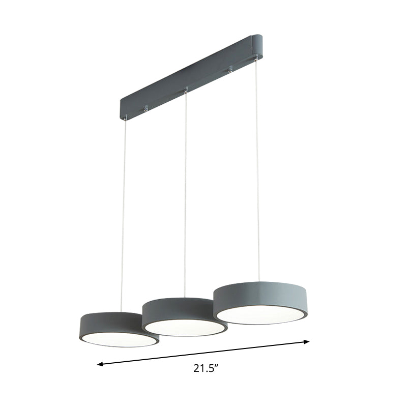 Algieba - Gray Drum Multi Light Pendant with Simplicity LED Metal Lighting