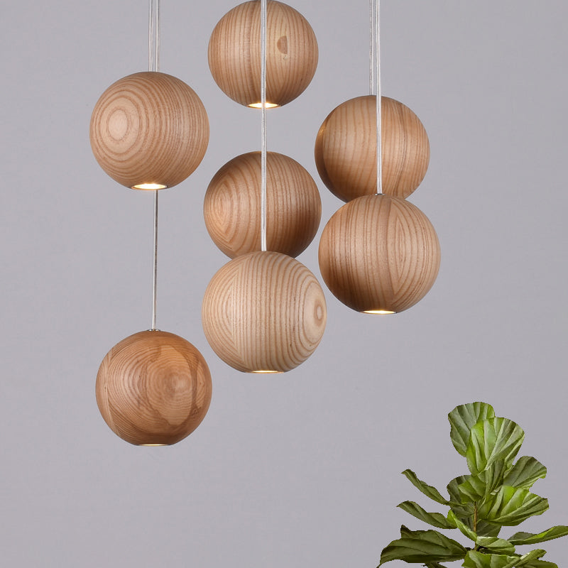Modern Wooden Led Cluster Pendant Light - 1/7/10/16-Head Ceiling Fixture Kit For Living Room 7 /