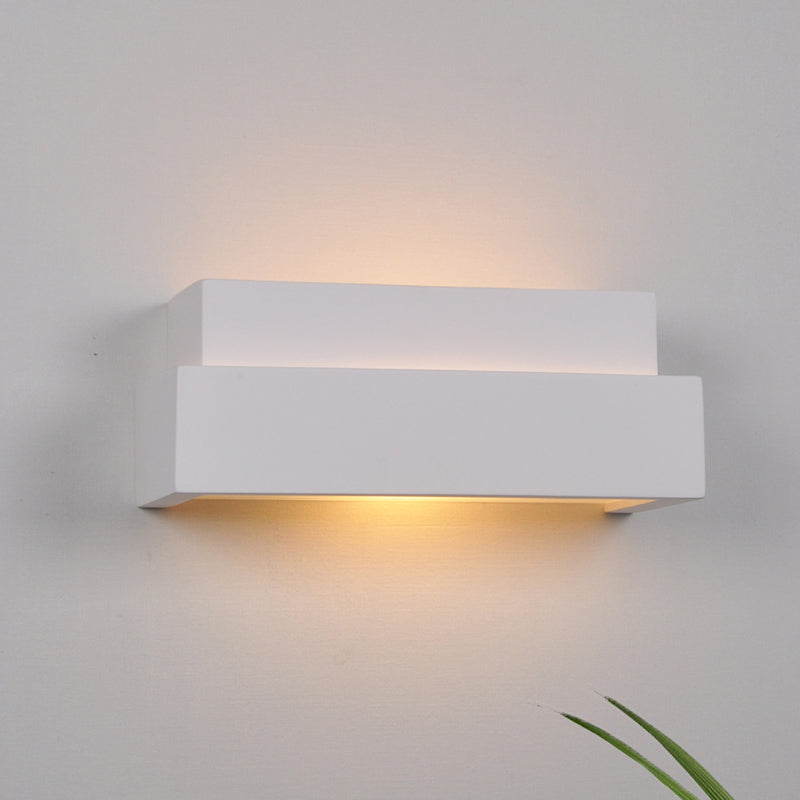 Simple Style White Rectangular Wall Washer Light For Bedroom - Plaster Mounted Lamp