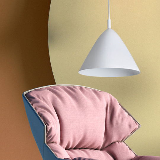 Modern Metal Tapered Ceiling Pendant Light - 10.5"/13"/16" Diameter - Hanging Lamp Kit in Pink/Blue/Green - 1 Light