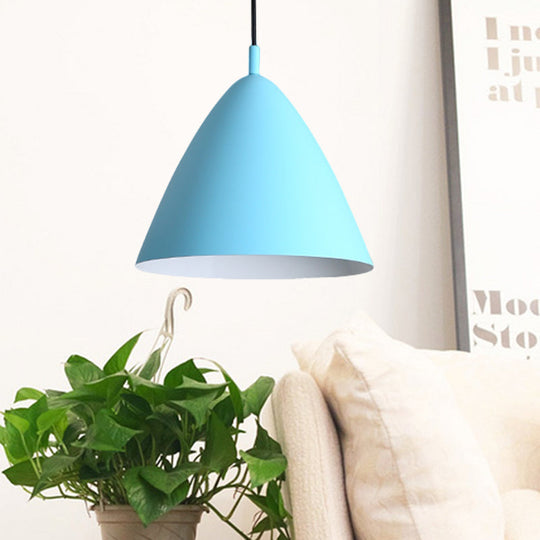 Modern Metal Tapered Ceiling Pendant Light - 1 Pink/Blue/Green 10.5/13/16 Diameter Hanging Lamp Kit