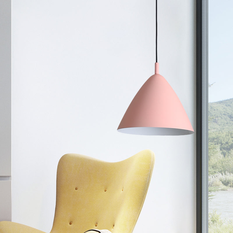 Modern Metal Tapered Ceiling Pendant Light - 1 Pink/Blue/Green 10.5/13/16 Diameter Hanging Lamp Kit