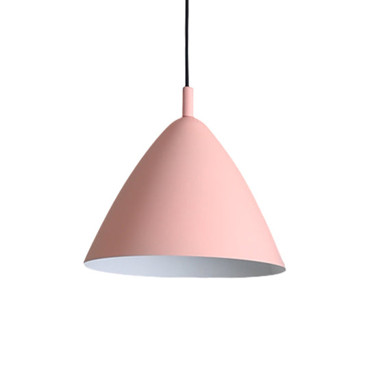 Modern Metal Tapered Ceiling Pendant Light - 10.5"/13"/16" Diameter - Hanging Lamp Kit in Pink/Blue/Green - 1 Light