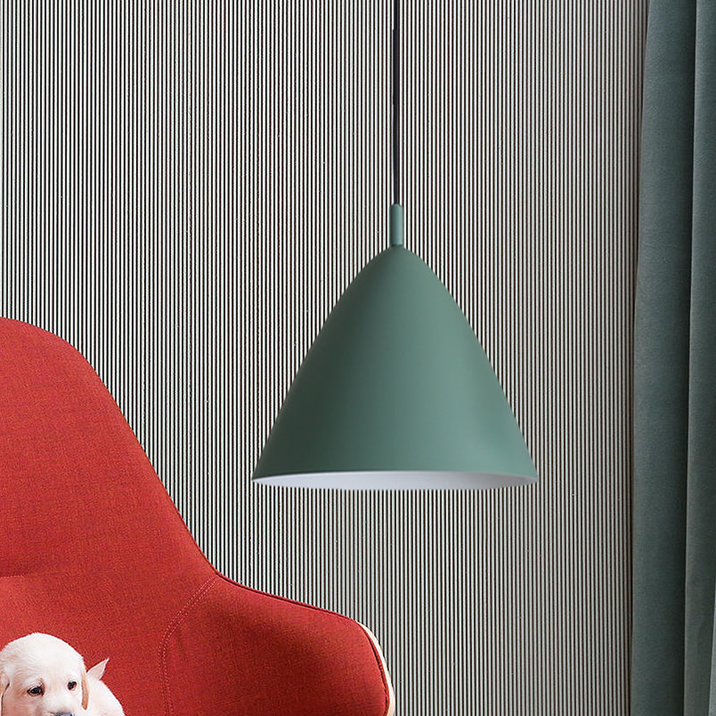 Modern Metal Tapered Ceiling Pendant Light - 10.5"/13"/16" Diameter - Hanging Lamp Kit in Pink/Blue/Green - 1 Light