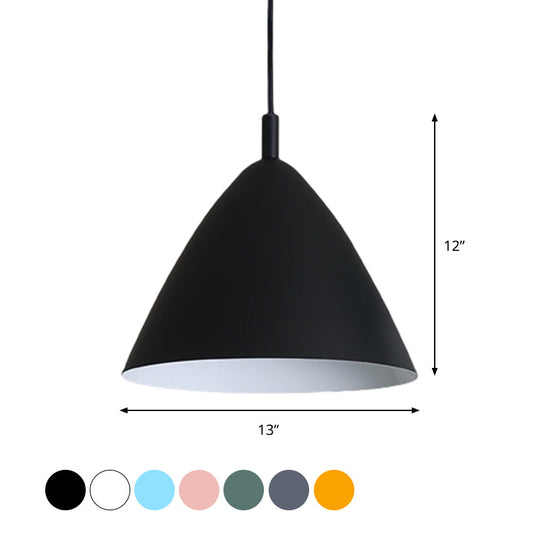 Modern Metal Tapered Ceiling Pendant Light - 10.5"/13"/16" Diameter - Hanging Lamp Kit in Pink/Blue/Green - 1 Light