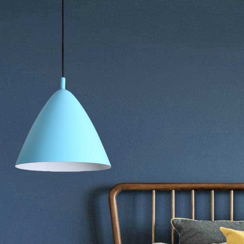 Modern Metal Tapered Ceiling Pendant Light - 1 Pink/Blue/Green 10.5/13/16 Diameter Hanging Lamp Kit