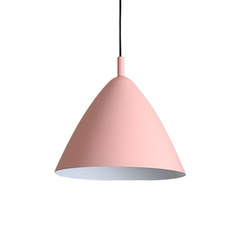 Modern Metal Tapered Ceiling Pendant Light - 10.5"/13"/16" Diameter - Hanging Lamp Kit in Pink/Blue/Green - 1 Light