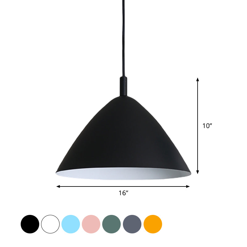 Modern Metal Tapered Ceiling Pendant Light - 1 Pink/Blue/Green 10.5/13/16 Diameter Hanging Lamp Kit