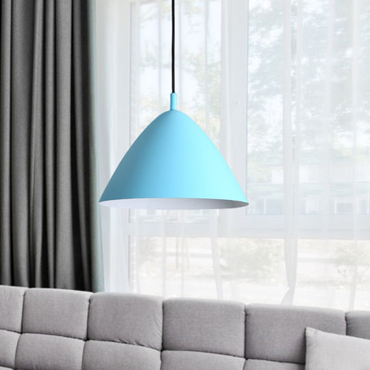 Modern Metal Tapered Ceiling Pendant Light - 1 Pink/Blue/Green 10.5/13/16 Diameter Hanging Lamp Kit