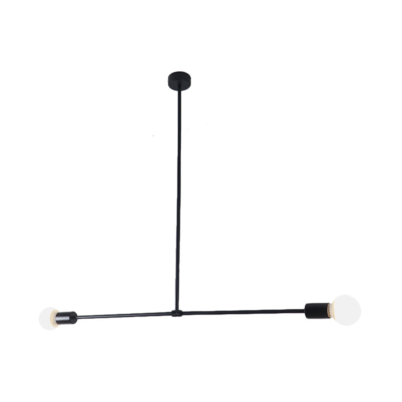 31.5/39 Exposed Chandelier Lamp - Modern Metal Design 2 Head Black/Gold Indoor Hanging Lighting
