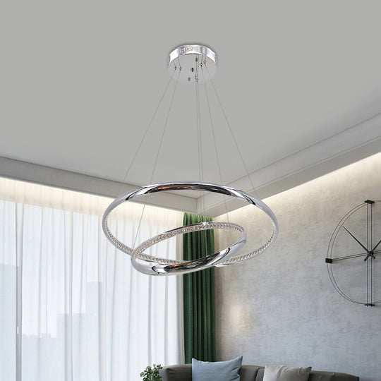 Contemporary Led Acrylic Ring Chandelier Pendant - Warm/White Light