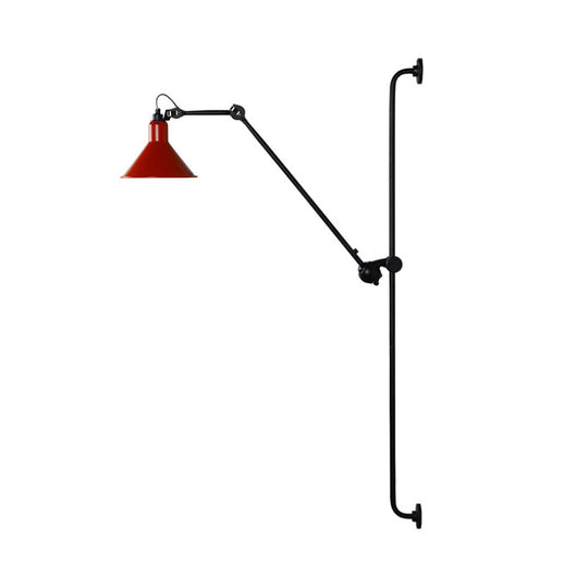 Modern 1-Head Sconce Lighting With Metal Shade - Red/Yellow Conical Wall Mount Lamp For Bedside