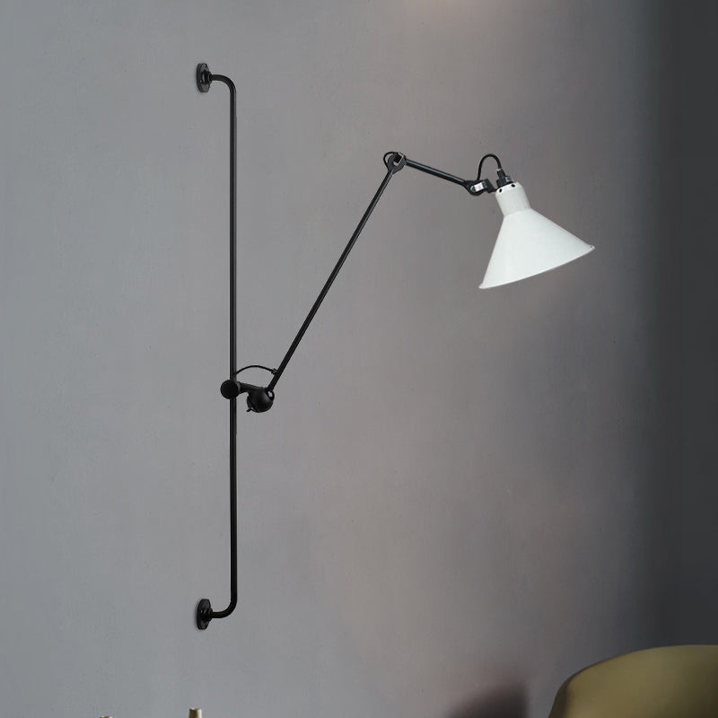 Modern 1-Head Sconce Lighting With Metal Shade - Red/Yellow Conical Wall Mount Lamp For Bedside