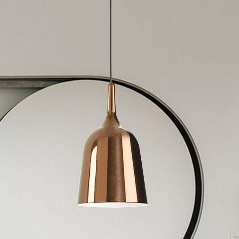 Modern Metal Bell Pendant Light - 6"/8"/10.5" Wide - 1 Light - Black/White/Chrome - Hanging Ceiling Lamp