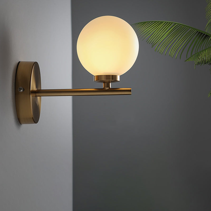 Nordic Style Wall Sconce Light Gold Orb With Glass Shade - Elegant Mount Lighting 1 /