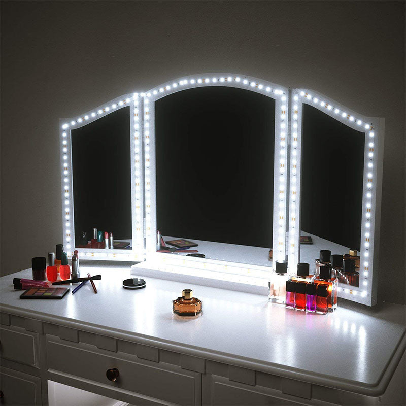 Modern Slim Vanity Strip Light: Metal Led Make-Up Lighting In White With On/Off Switch
