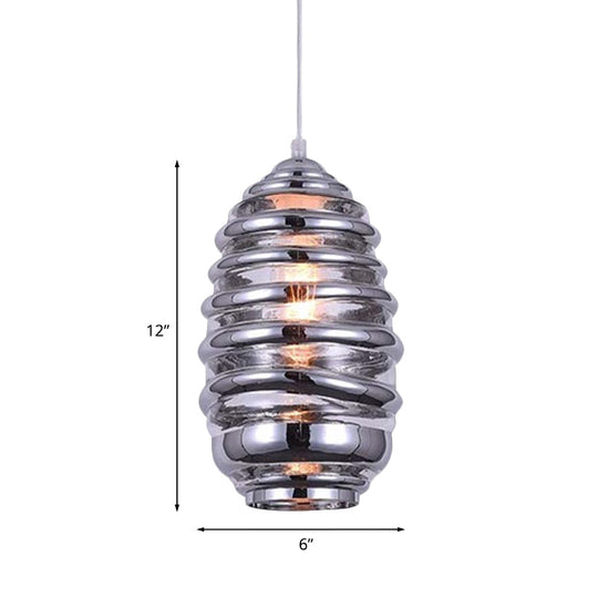 Contemporary Glass Pendant Lighting - Swirl Design Silver/Rose Gold/Amber 1-Light Hanging Ceiling