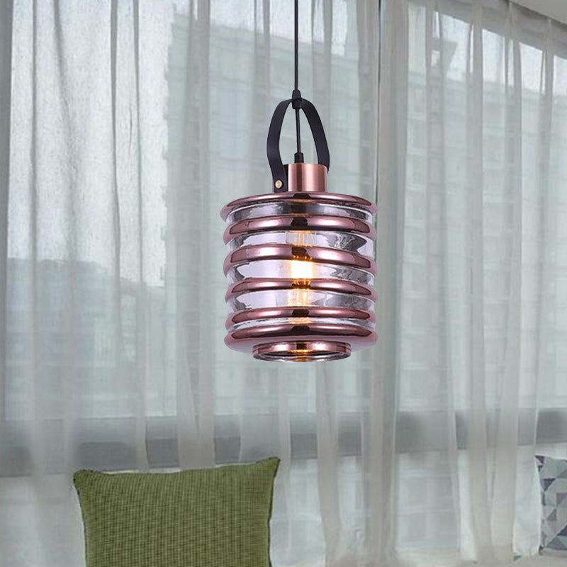 Contemporary Swirl Glass Pendant Lighting - Cylinder/Ball/Oval Design - 1 Light - Silver/Rose Gold/Amber Finish