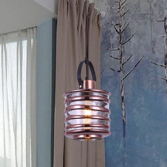 Contemporary Swirl Glass Pendant Lighting - Cylinder/Ball/Oval Design - 1 Light - Silver/Rose Gold/Amber Finish