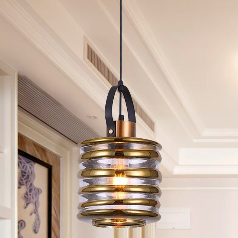 Contemporary Swirl Glass Pendant Lighting - Cylinder/Ball/Oval Design - 1 Light - Silver/Rose Gold/Amber Finish