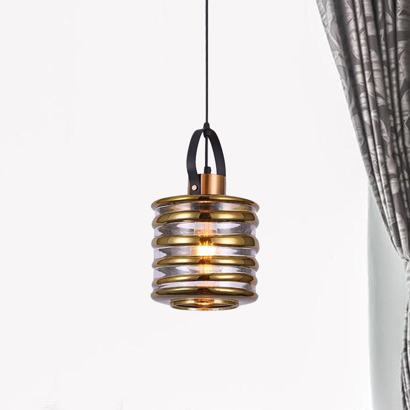 Contemporary Swirl Glass Pendant Lighting - Cylinder/Ball/Oval Design - 1 Light - Silver/Rose Gold/Amber Finish