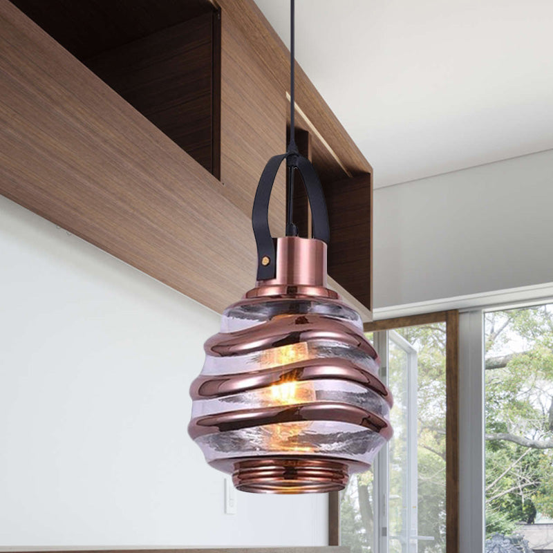 Contemporary Glass Pendant Lighting - Swirl Design Silver/Rose Gold/Amber 1-Light Hanging Ceiling