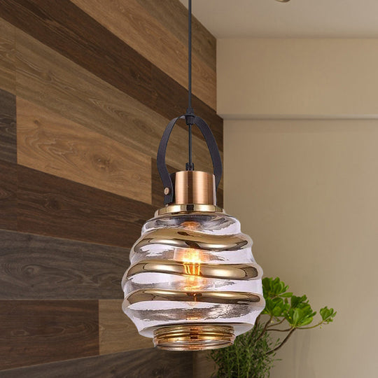 Contemporary Swirl Glass Pendant Lighting - Cylinder/Ball/Oval Design - 1 Light - Silver/Rose Gold/Amber Finish