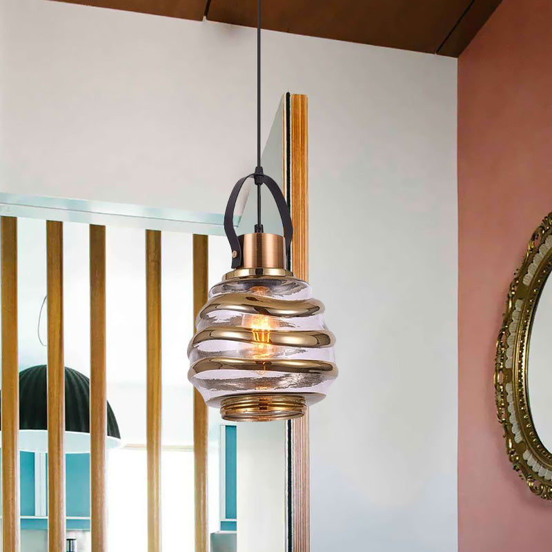 Contemporary Glass Pendant Lighting - Swirl Design Silver/Rose Gold/Amber 1-Light Hanging Ceiling