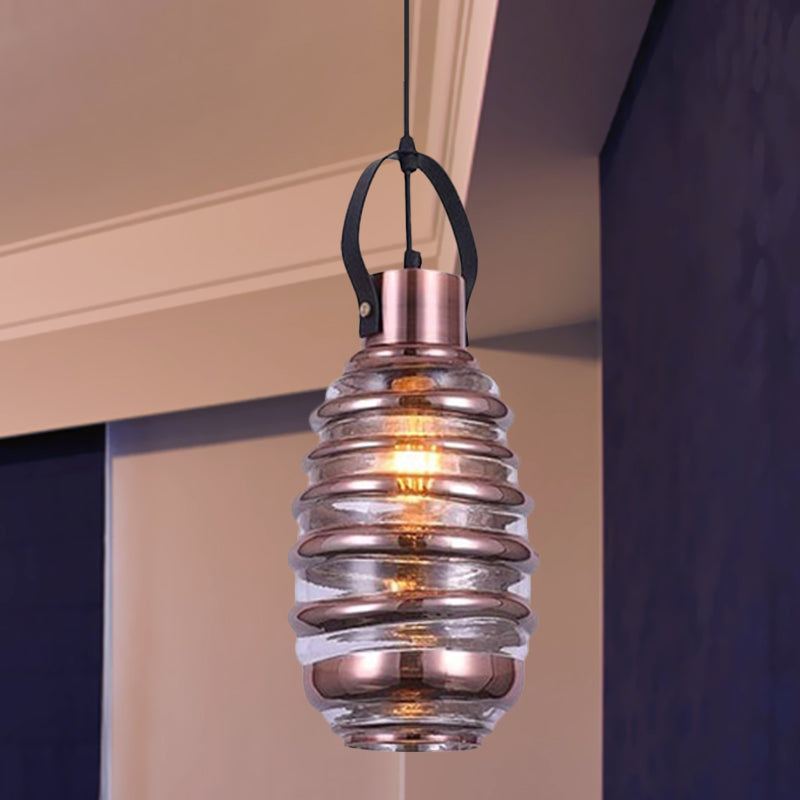 Contemporary Swirl Glass Pendant Lighting - Cylinder/Ball/Oval Design - 1 Light - Silver/Rose Gold/Amber Finish