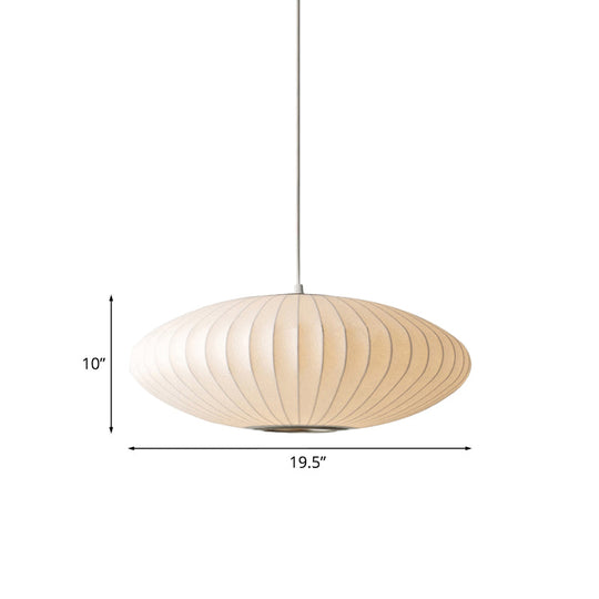 16"/19.5"/23.5"W Saucer Hanging Ceiling Light Modernist Fabric 1 Light White Suspension Pendant