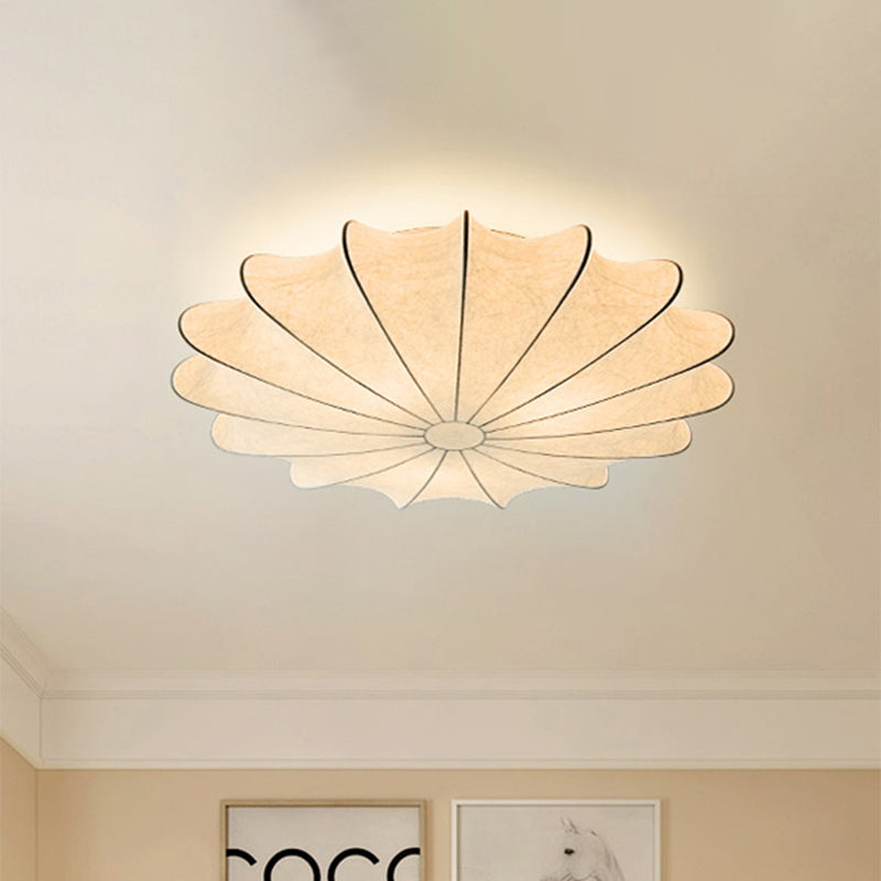 23.5 Scalloped Flush Mount Contemporary Fabric Ceiling Light - 1/3 White