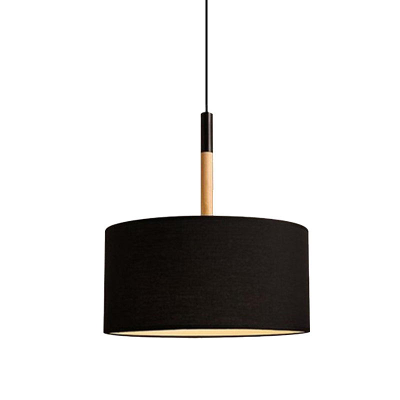 Simple Fabric Drum Ceiling Pendant Light - 10/16 Dia 1 White/Black Hanging Lamp Kit