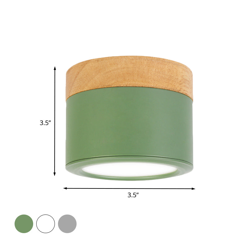 Round Flush Mount Acrylic Macaron Loft Ceiling Light For Bathroom Hallway - Small Green/Grey/White