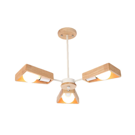Modern Rotatable Trapezoid Chandelier Wood Pendant Light - Multi-Head For Dining Room