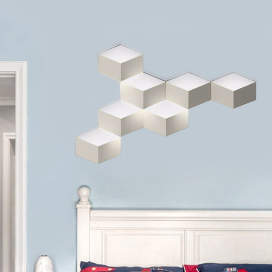 Nordic Style Led Wall Lamp - White Geometric Design Light Fixture For Living Room