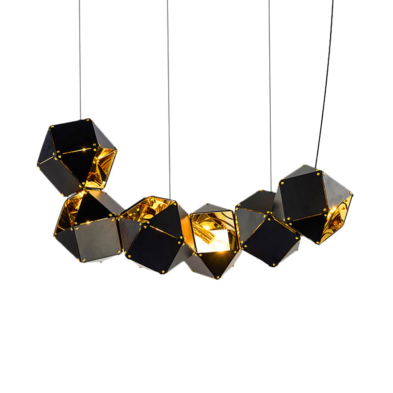 Modern Black/White Multifaceted Metal Chandelier Light - 8/12 Heads Perfect For Dining Rooms And