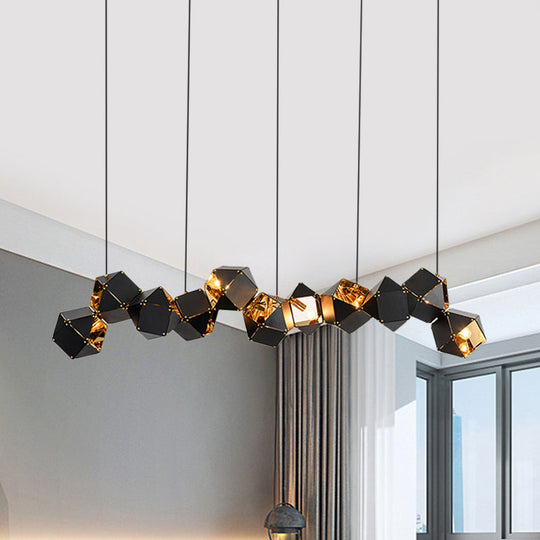 Modern Black/White Multifaceted Metal Chandelier Light - 8/12 Heads Perfect For Dining Rooms And