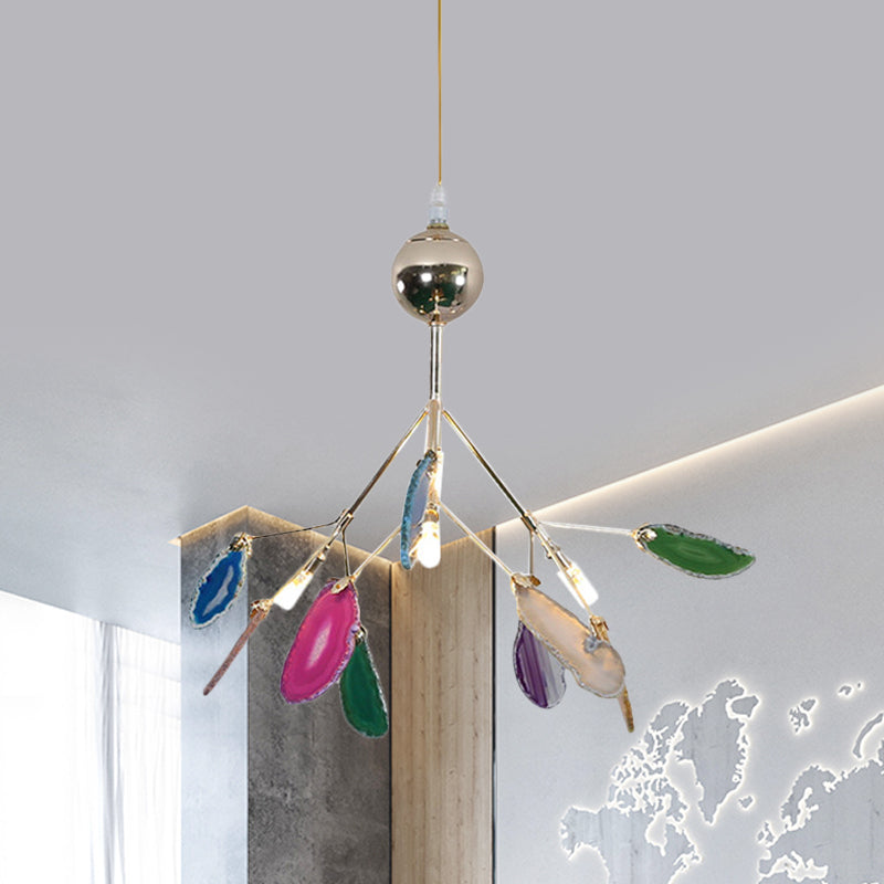 Firefly Agate Ceiling Pendant Lamp - Modern 4/16-Light Chandelier For Living Room In Blue/Green 4 /
