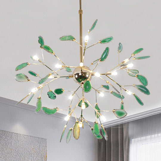 Firefly Agate Ceiling Pendant Lamp - Modern 4/16-Light Chandelier For Living Room In Blue/Green 20 /