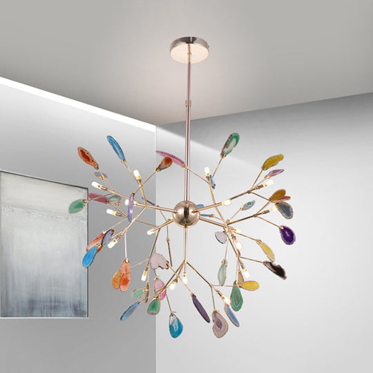 Firefly Agate Ceiling Pendant Lamp - Modern 4/16-Light Chandelier For Living Room In Blue/Green 20 /