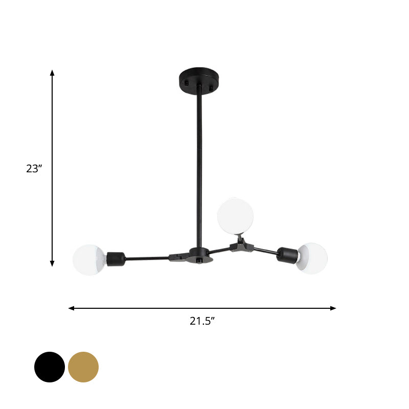 Nordic Style Metal Rotatable Branch Chandelier - Black/Gold Pendant Light (3/6 Lights)