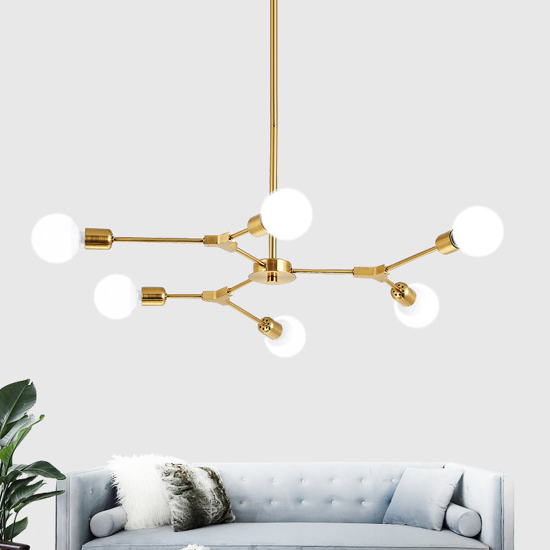 Nordic Style Metal Rotatable Branch Chandelier - Black/Gold Pendant Light (3/6 Lights) 6 / Gold