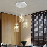Industrial Metal Wine Glass Pendant Light With Wire Guard - 3 Head Living Room Hanging In White /