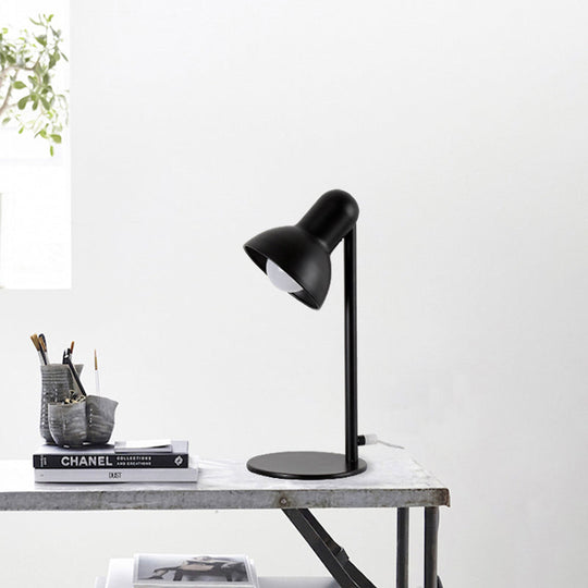 Stylish Black/White Metal Dome Shade Desk Lamp With Standing Bedside Lighting - Loft Design 1 Bulb