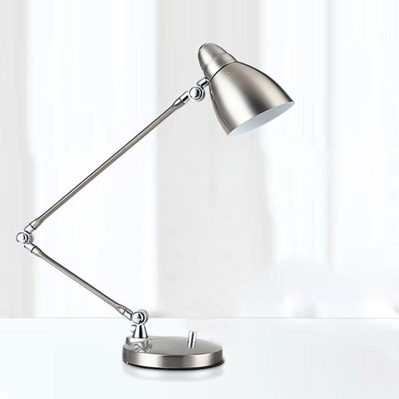 Industrial Style Adjustable Arm Reading Light - Nickel/Chrome Metal Ideal For Study Rooms And Desks