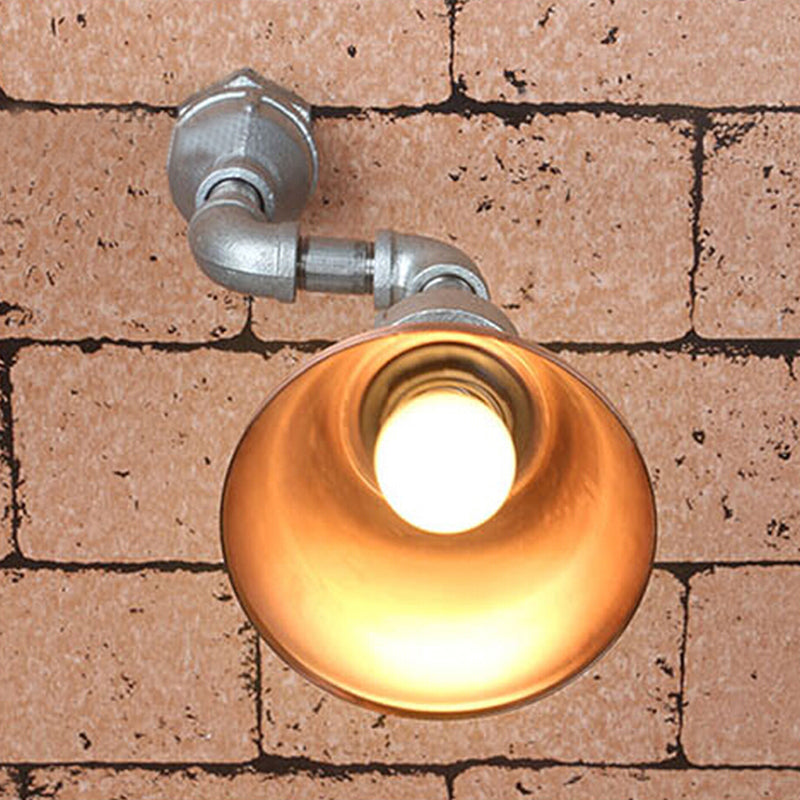 Tapered Metal Wall Sconce Light - Industrial Style Porch Lamp With Pipe Design In Bronze/Green